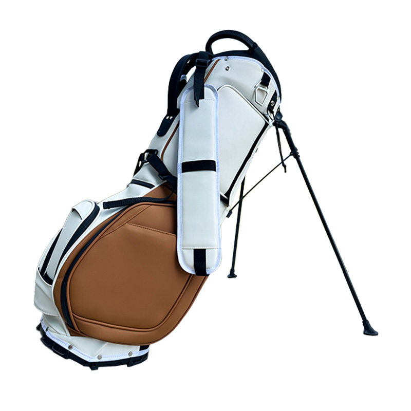 Yangan White ati Brown PU Golf Imurasilẹ apo pẹlu 5 Compartments