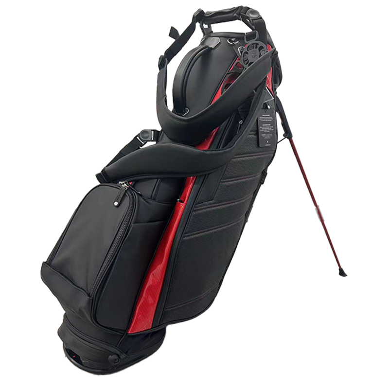 Black & Red Vintage Leather Golf Bags – Waterproof Dual Strap