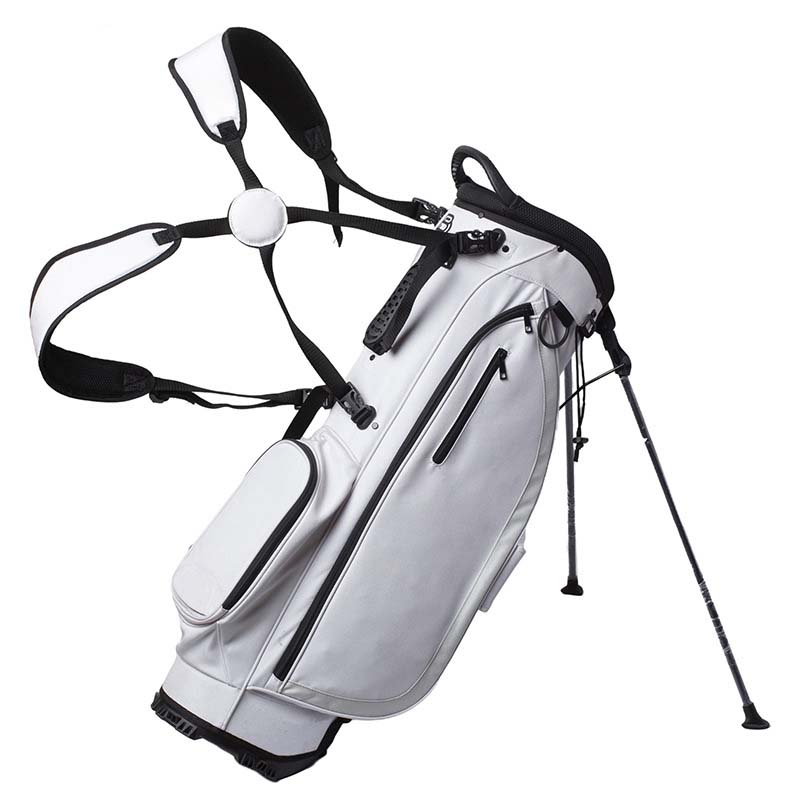 Stylish 4-Compartment White Nylon Golf Stand Bag