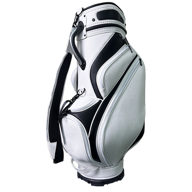 Melhor bolsa para funcionários de golfe em PU branco e preto com 6 compartimentos