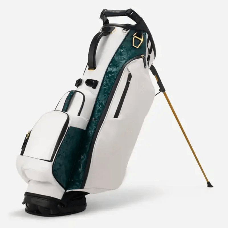 Versatile White and Brown PU 6 Way Golf Bag